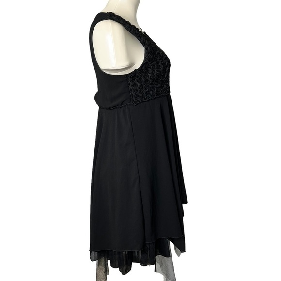 SECOND SKIN NYC Black Floral Sleeveless Asymmetrical Midi Dress Size M - Picture 13 of 16